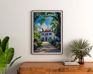 Richmond Travel Print, Virginia Poster, White House Wall Art, East Coast Illustration, Richmond Poster, Home Decor, Birthday Gift