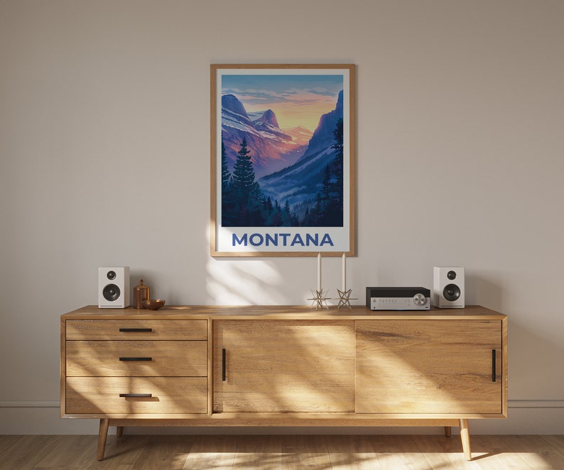 Affiche Montana, Impression Montana, Affiche de montagne, Impression de montagne, Affiche de voyage Montana, Affiche de forêt, Art Montana