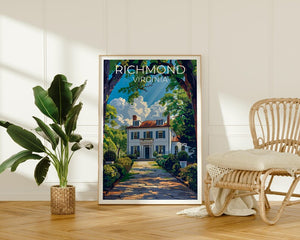Richmond Travel Print, Virginia Poster, White House Wall Art, East Coast Illustration, Richmond Poster, Home Decor, Birthday Gift