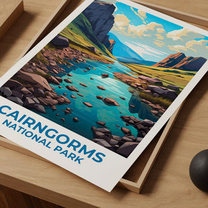 Cairngorms National Park Travel Print Scotland Poster Highlands Wall Art Mountain Illustration Cairngorms Poster Home Decor Birthday Gift