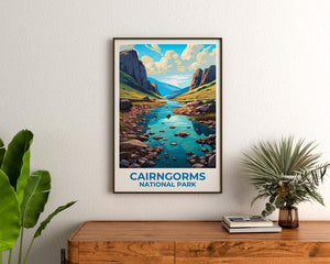 Cairngorms National Park Travel Print Scotland Poster Highlands Wall Art Mountain Illustration Cairngorms Poster Home Decor Birthday Gift