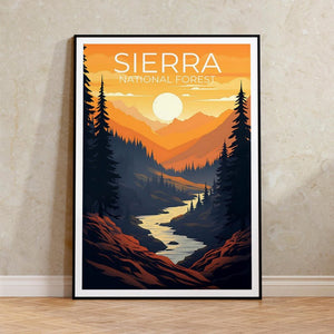 Sierra National Forest Travel Poster, California Wall Art, California Print, Sierra National Forest Poster, California Poster, Nature Poster