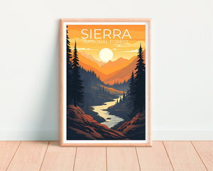 Sierra National Forest Travel Poster, California Wall Art, California Print, Sierra National Forest Poster, California Poster, Nature Poster