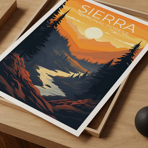 Sierra National Forest Travel Poster, California Wall Art, California Print, Sierra National Forest Poster, California Poster, Nature Poster
