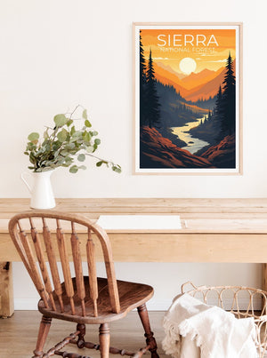 Sierra National Forest Travel Poster, California Wall Art, California Print, Sierra National Forest Poster, California Poster, Nature Poster