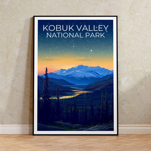 Affiche du parc national de Kobuk Valley, impression de Kobuk Valley, affiche d'Alaska, impression d'Alaska, affiche de voyage de Kobuk Valley, affiche de montagne