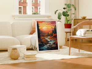 Affiche des Montagnes Blanches, Impression des Montagnes Blanches, Art du New Hampshire, Impression du New Hampshire, Affiche de voyage des Montagnes Blanches, Affiche de montagne