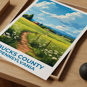 Bucks County Travel Print, Pennsylvania Poster, Rural Wall Art, Countryside Illustration, Bucks County Poster, Home Decor, Birthday Gift