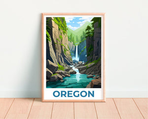 Oregon Poster, Oregon Druck, Oneonta Gorge Poster, Oneonta Gorge Druck, Oregon Reiseposter, Wasserfall Kunst, Oregon Kunst