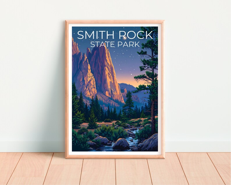 Smith Rock State Park Poster, Oregon Print, Oregon Poster, Smith Rock Print, Smith Rock Travel Poster, Oregon Art