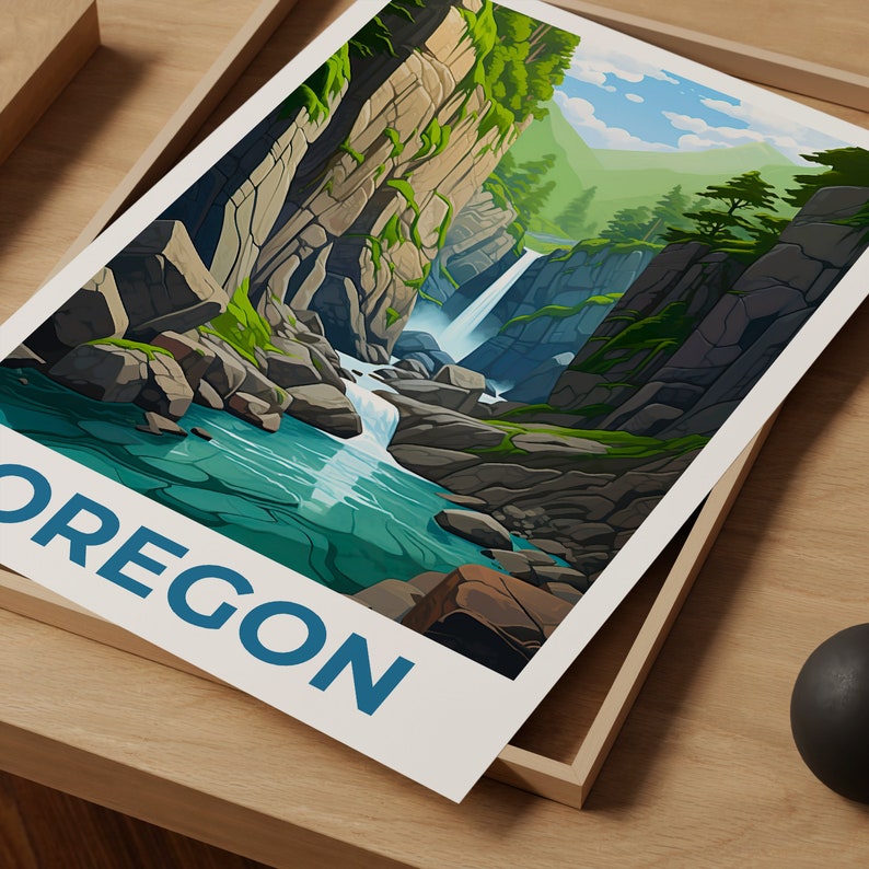 Oregon Poster, Oregon Druck, Oneonta Gorge Poster, Oneonta Gorge Druck, Oregon Reiseposter, Wasserfall Kunst, Oregon Kunst