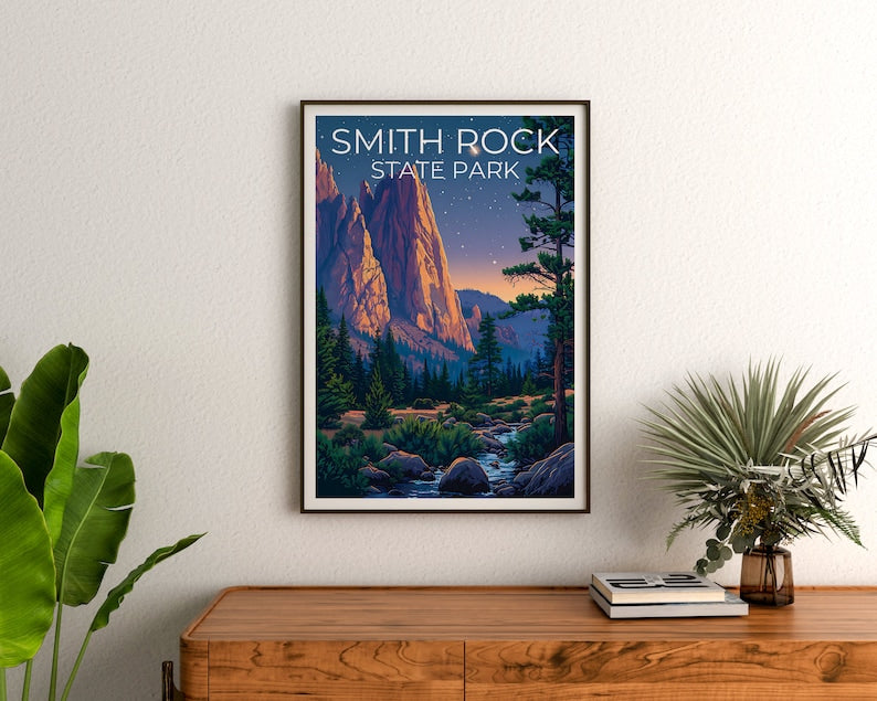 Smith Rock State Park Poster, Oregon Print, Oregon Poster, Smith Rock Print, Smith Rock Travel Poster, Oregon Art