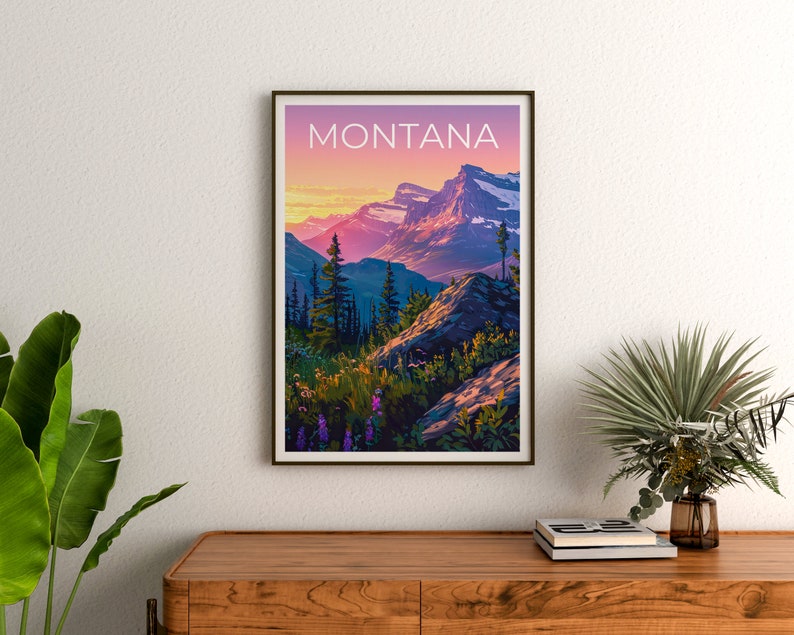 Affiche Montana, Impression Montana, Affiche de montagne, Impression de montagne, Affiche de voyage Montana, Affiche de forêt, Art Montana