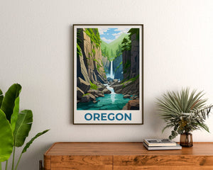 Oregon Poster, Oregon Druck, Oneonta Gorge Poster, Oneonta Gorge Druck, Oregon Reiseposter, Wasserfall Kunst, Oregon Kunst
