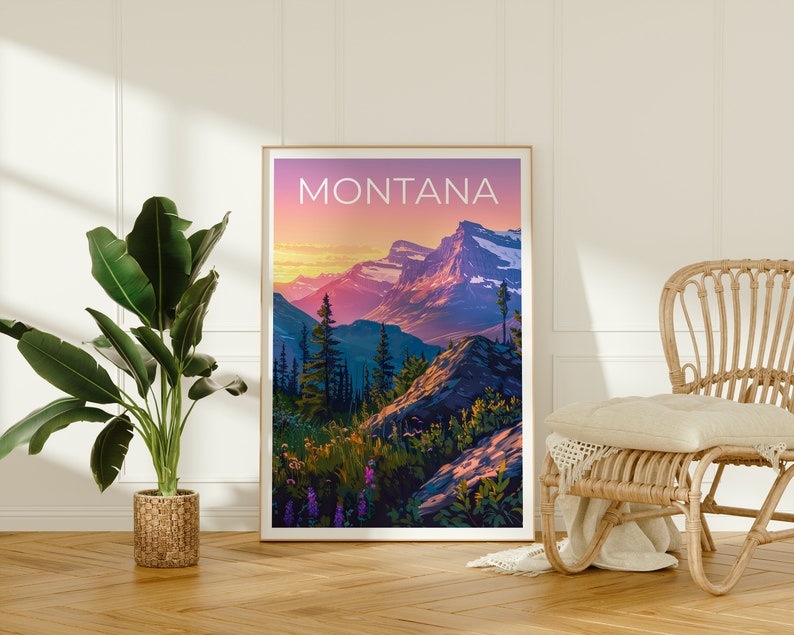 Affiche Montana, Impression Montana, Affiche de montagne, Impression de montagne, Affiche de voyage Montana, Affiche de forêt, Art Montana