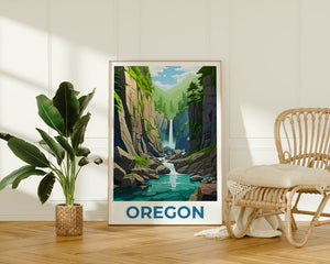Oregon Poster, Oregon Druck, Oneonta Gorge Poster, Oneonta Gorge Druck, Oregon Reiseposter, Wasserfall Kunst, Oregon Kunst