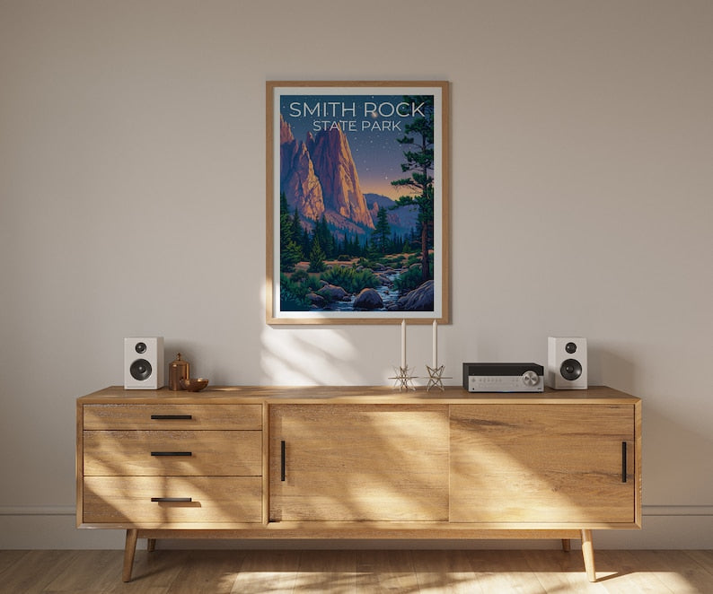 Smith Rock State Park Poster, Oregon Print, Oregon Poster, Smith Rock Print, Smith Rock Travel Poster, Oregon Art
