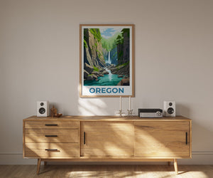 Oregon Poster, Oregon Druck, Oneonta Gorge Poster, Oneonta Gorge Druck, Oregon Reiseposter, Wasserfall Kunst, Oregon Kunst