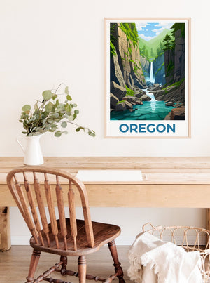 Oregon Poster, Oregon Druck, Oneonta Gorge Poster, Oneonta Gorge Druck, Oregon Reiseposter, Wasserfall Kunst, Oregon Kunst