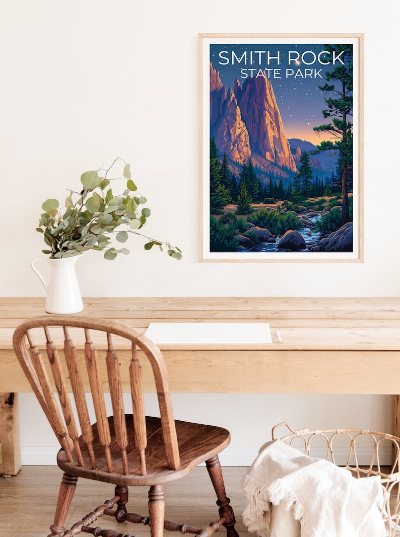 Smith Rock State Park Poster, Oregon Print, Oregon Poster, Smith Rock Print, Smith Rock Travel Poster, Oregon Art