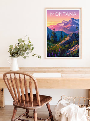 Affiche Montana, Impression Montana, Affiche de montagne, Impression de montagne, Affiche de voyage Montana, Affiche de forêt, Art Montana