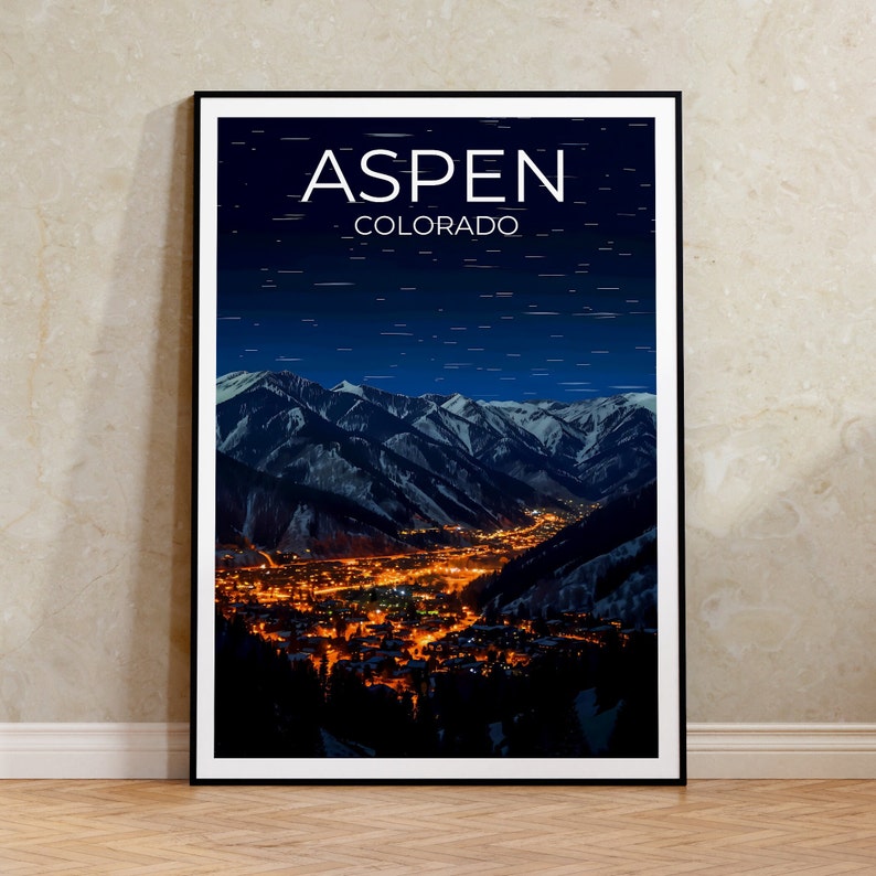 Aspen Travel Poster, Colorado Wall Art, Colorado Print, Aspen Poster, Mountain Poster, City Poster, Aspen Art