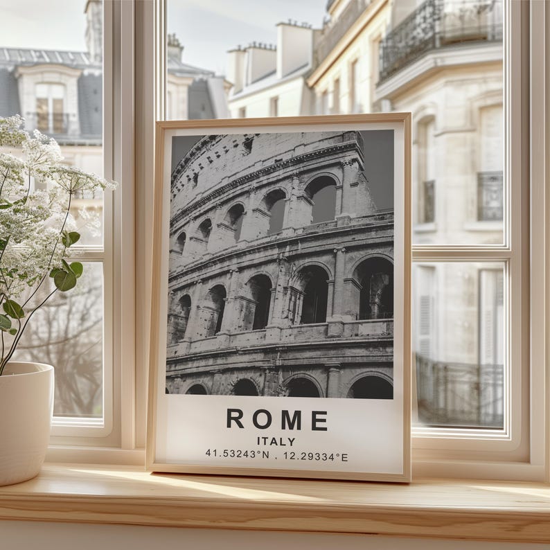 Rome Poster, Italy Travel Print, Europe Art, Colosseum Illustration, Roman Architecture Poster, Scenic Wall Art, Home Decor, Birthday Gift