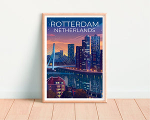 Rotterdam Poster, Rotterdam Print, Netherlands Art, Netherlands Print, Rotterdam Travel Poster, Erasmasbrug Poster, Rotterdam Wall Art