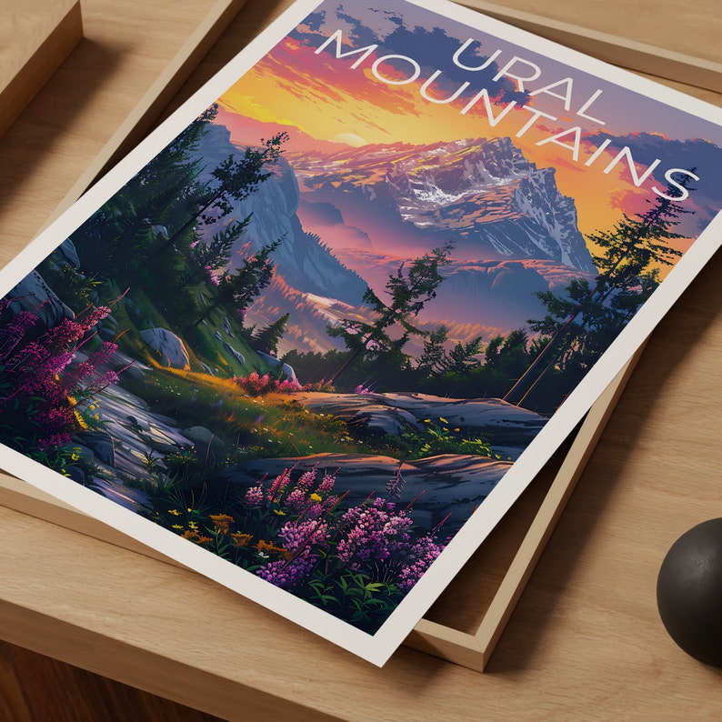 Urals Poster, Ural Mountains Print, Ural Mountains Poster, Ural Print, Mountain Poster, Hiking Gift, Outdoor Poster