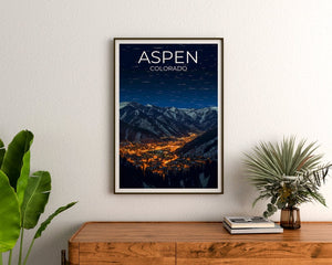 Aspen Travel Poster, Colorado Wall Art, Colorado Print, Aspen Poster, Mountain Poster, City Poster, Aspen Art