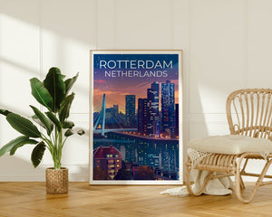 Rotterdam Poster, Rotterdam Print, Netherlands Art, Netherlands Print, Rotterdam Travel Poster, Erasmasbrug Poster, Rotterdam Wall Art