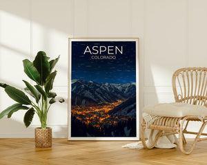 Aspen Travel Poster, Colorado Wall Art, Colorado Print, Aspen Poster, Mountain Poster, City Poster, Aspen Art