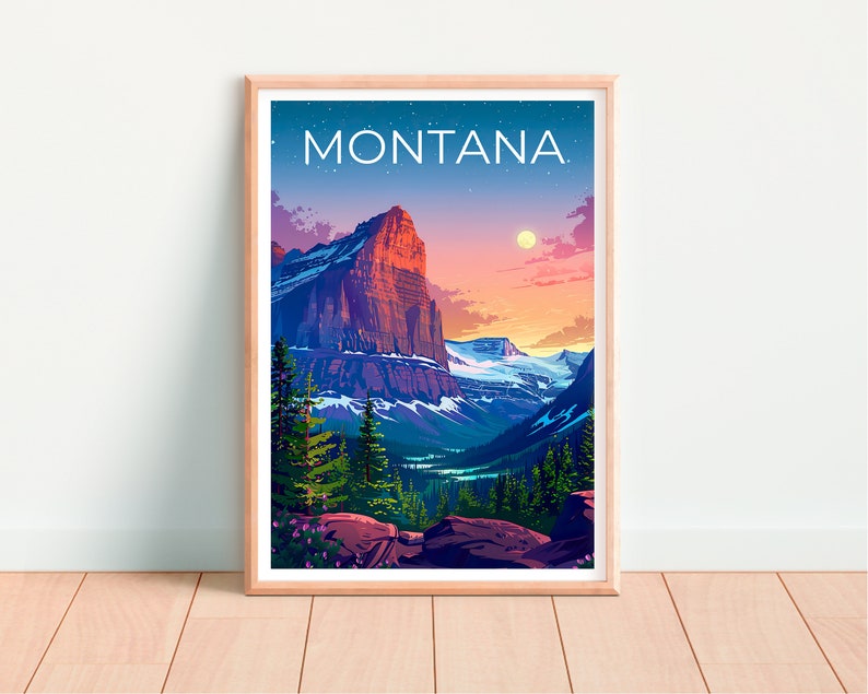 Affiche Montana, Impression Montana, Affiche de montagne, Impression de montagne, Affiche de voyage Montana, Affiche de forêt, Art Montana