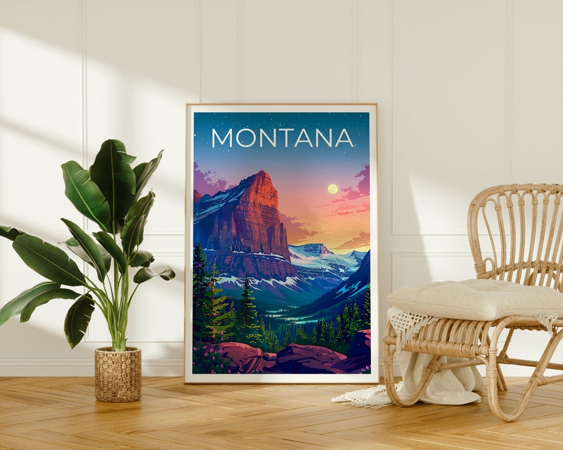 Affiche Montana, Impression Montana, Affiche de montagne, Impression de montagne, Affiche de voyage Montana, Affiche de forêt, Art Montana