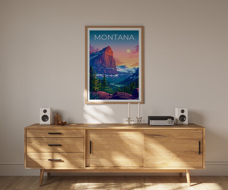 Affiche Montana, Impression Montana, Affiche de montagne, Impression de montagne, Affiche de voyage Montana, Affiche de forêt, Art Montana