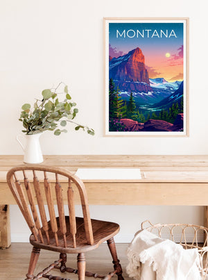 Affiche Montana, Impression Montana, Affiche de montagne, Impression de montagne, Affiche de voyage Montana, Affiche de forêt, Art Montana