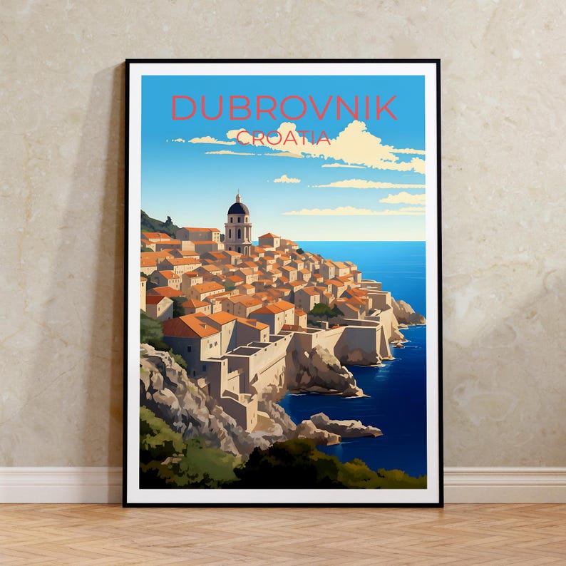 Dubrovnik Travel Poster, Croatia Wall Art, Croatia Print, Dubrovnik Poster, Europe Poster, City Poster, Dubrovnik Art