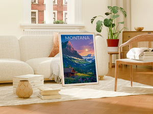 Affiche Montana, Impression Montana, Affiche de montagne, Impression de montagne, Affiche de voyage Montana, Affiche de cabane en rondins, Art Montana