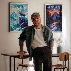 Denali Travel Print Alaska Poster Mountain Wall Art Snow Illustration Winter Landscape Poster Home Decor Birthday Gift