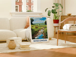Wisconsin Poster, Wisconsin Print, Cows Poster, Cows Print, Wisconsin Travel Poster, Cows Art, Wisconsin Art