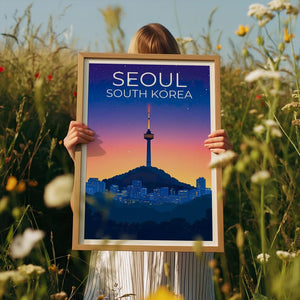 Seoul Poster, South Korea Travel Print, Asia Art, Namsam Tower Illustration, Landscape Poster, Scenic Wall Art, Home Decor, Birthday Gift