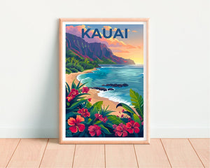Kauai Poster, Kauai Print, Hawaii Poster, Hawaii Print, Kauai Travel Poster, Coast Art, Kauai Art