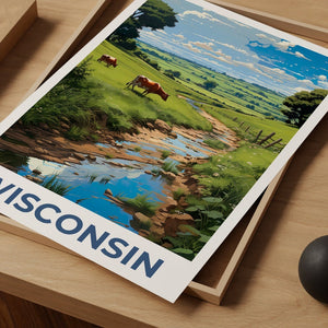 Wisconsin Poster, Wisconsin Print, Cows Poster, Cows Print, Wisconsin Travel Poster, Cows Art, Wisconsin Art