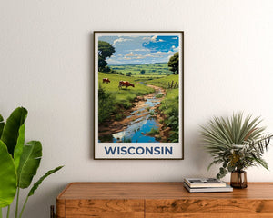 Wisconsin Poster, Wisconsin Print, Cows Poster, Cows Print, Wisconsin Travel Poster, Cows Art, Wisconsin Art