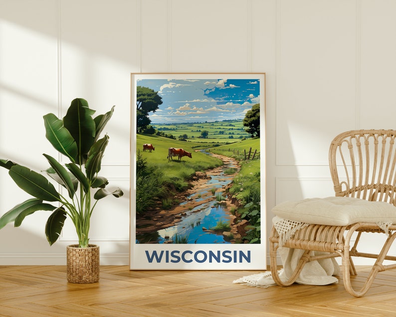 Wisconsin Poster, Wisconsin Print, Cows Poster, Cows Print, Wisconsin Travel Poster, Cows Art, Wisconsin Art