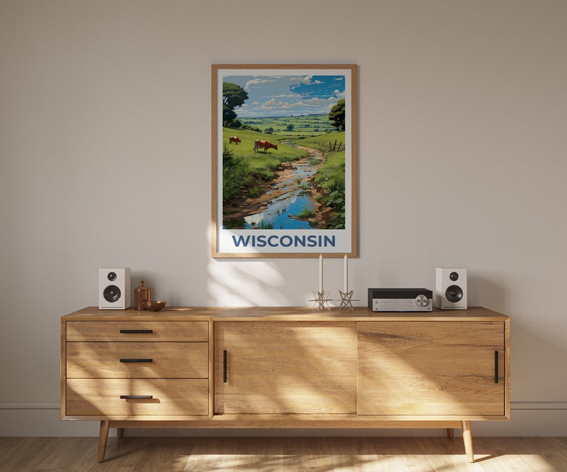 Wisconsin Poster, Wisconsin Print, Cows Poster, Cows Print, Wisconsin Travel Poster, Cows Art, Wisconsin Art