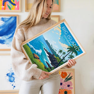 Big Island Travel Print Hawaii Poster Tropical Island Wall Art Coast Illustration Big Island Poster Home Decor Birthday Gift