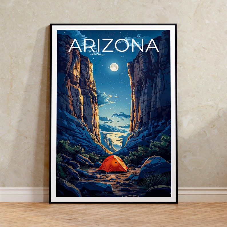 Arizona Travel Poster, Arizona Wall Art, Camping Print, Camping Poster, Arizona Gift, Camping Gift, Hiking Gift