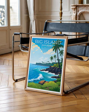 Big Island Travel Print Hawaii Poster Tropical Island Wall Art Coast Illustration Big Island Poster Home Decor Birthday Gift