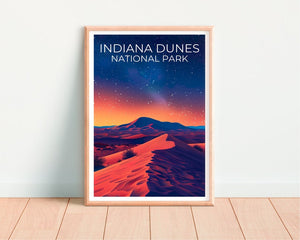 Affiche du parc national des dunes d'Indiana, impression des dunes d'Indiana, affiche de l'Indiana, impression de l'Indiana, affiche de voyage des dunes d'Indiana, affiche des dunes